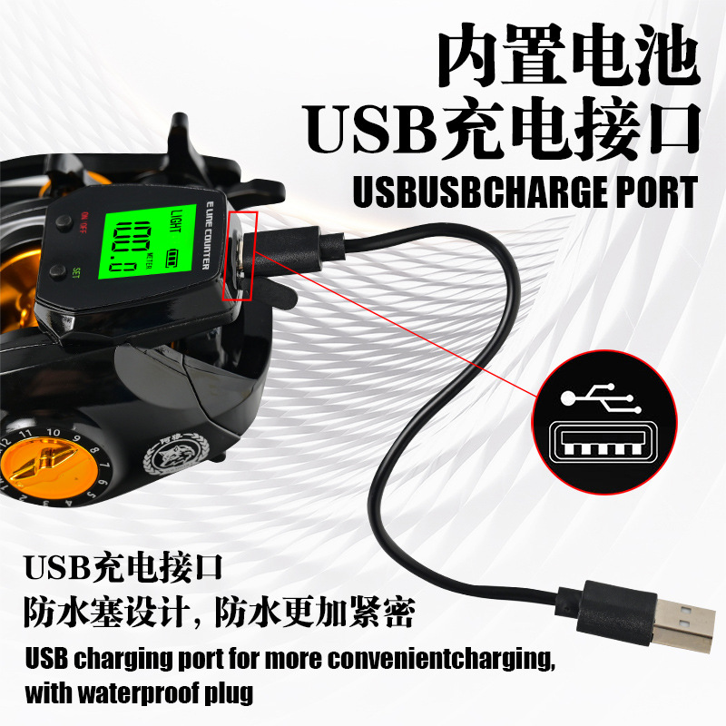 Nueva pantalla grande a prueba de agua pantalla digital rueda de gota de agua luz de fondo contando con alarma de drenaje puente barco de pesca Pesca balsa pesca de mar