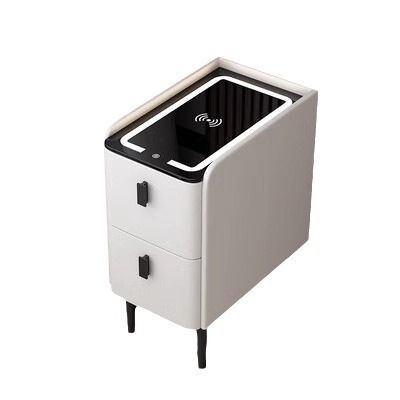 Solid wood narrow side bedside table slate smart simple storage cabinet ins style bedroom mini storage locker multi-layer