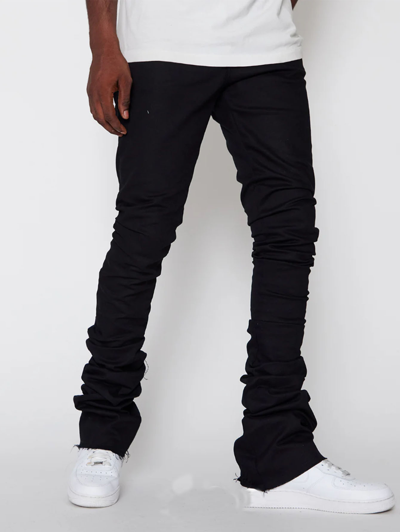 Jeans uomo taglio dritto patchwork stile casual streetwear_voghion.com