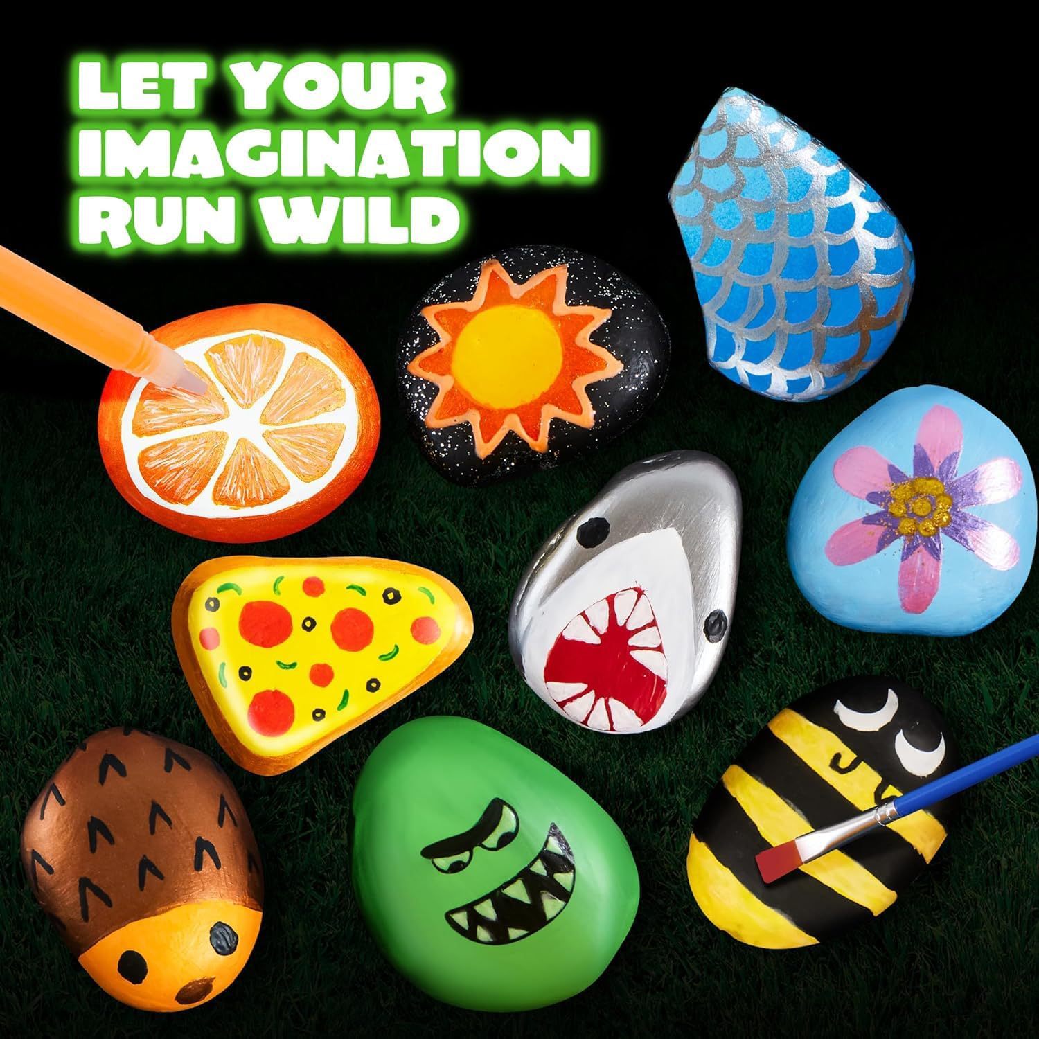 Cross-border Hot Sale Hand-painted Stone suit Children's Science and Education Toys Stone Multicolor Painted suit Creative Graffiti Painted