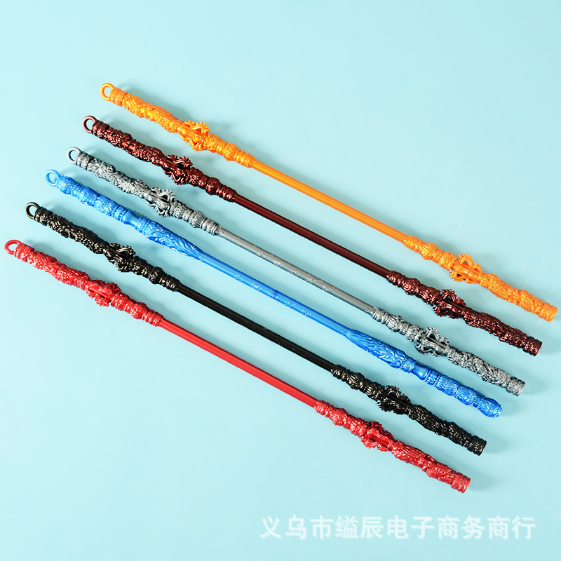 3 위안 12 검은 신화 우콩 무기 금빛 줄무늬 스틱 플라스틱 크리스탈 무기 모델 소년 인기 장난감 새로운