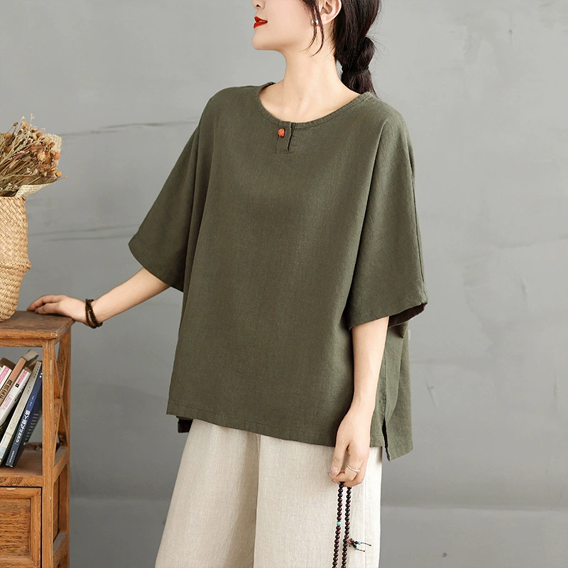 2025 летний новый ретро новый китайский сплошной цвет