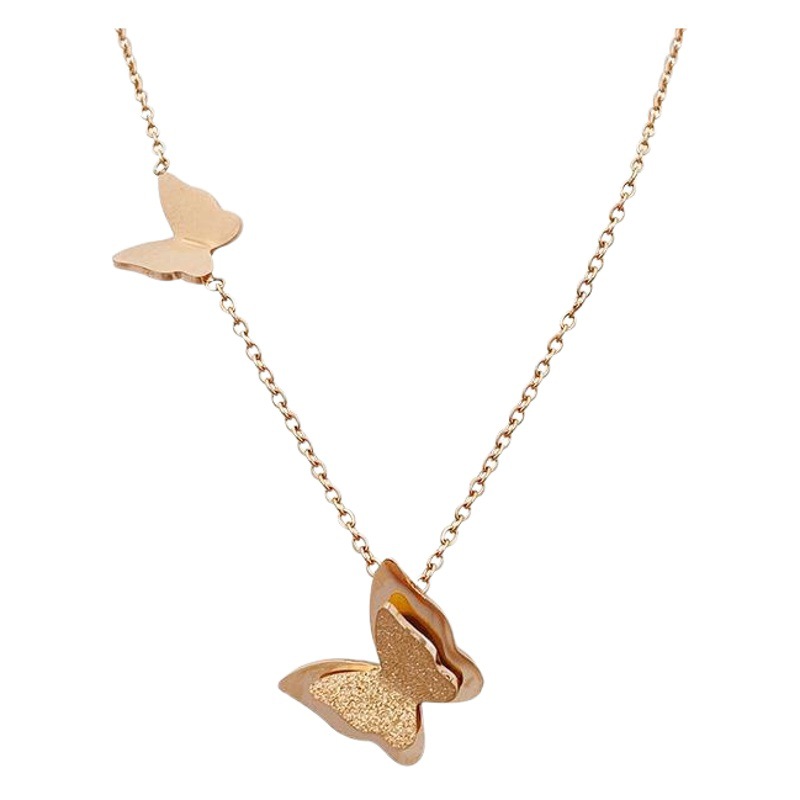 [Collar de acero de titanio Color de acero dorado] Collar de clavícula de todo fósforo de moda de lujo ligero para mujer