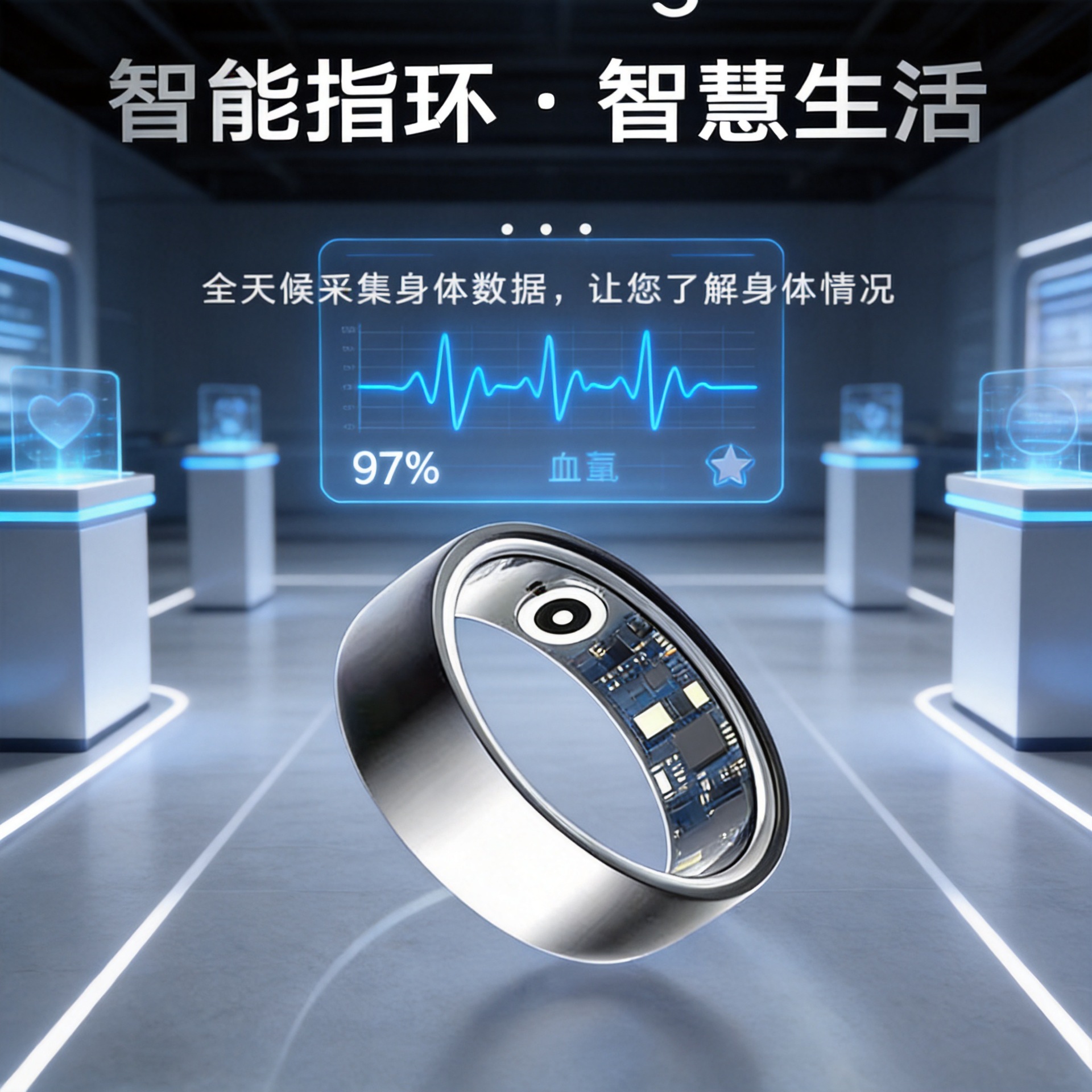 Nuevo anillo inteligente para tomar fotografías, ver videos cortos, monitorizar la frecuencia cardíaca, el oxígeno en sangre y el sueño, anillo Bluetooth para monitorizar la salud para personas de mediana edad y mayores.