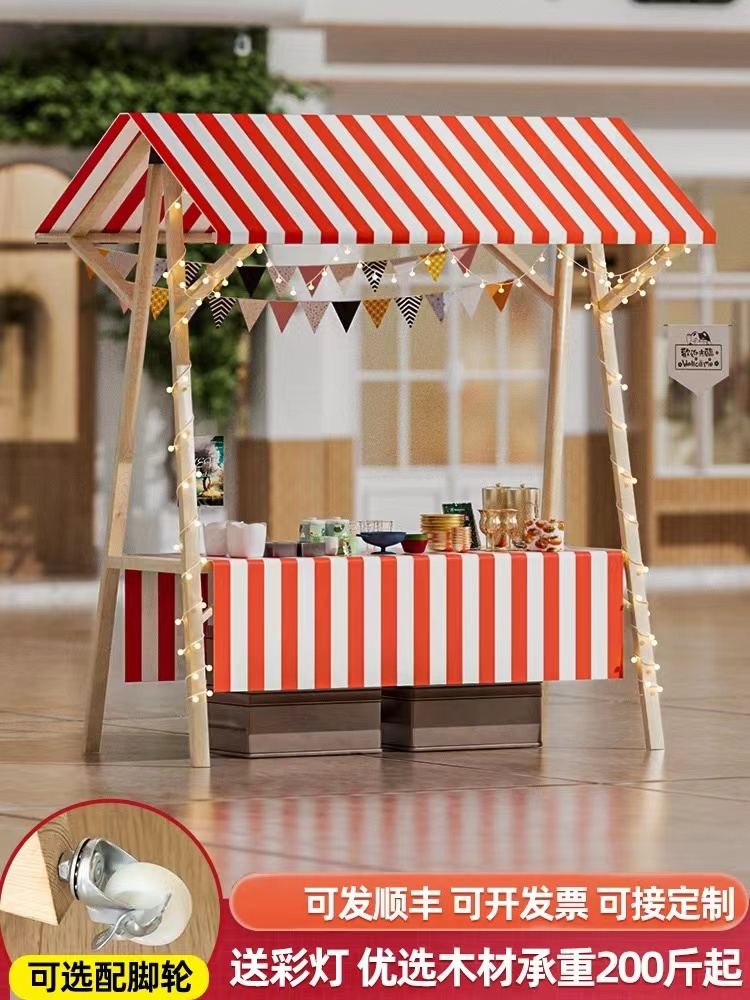 LL 야외 모바일 접이식 스톨 디스플레이 스탠드 견고한 목재 프로모션 플로트 네트 유명인 야시장 시장 선반