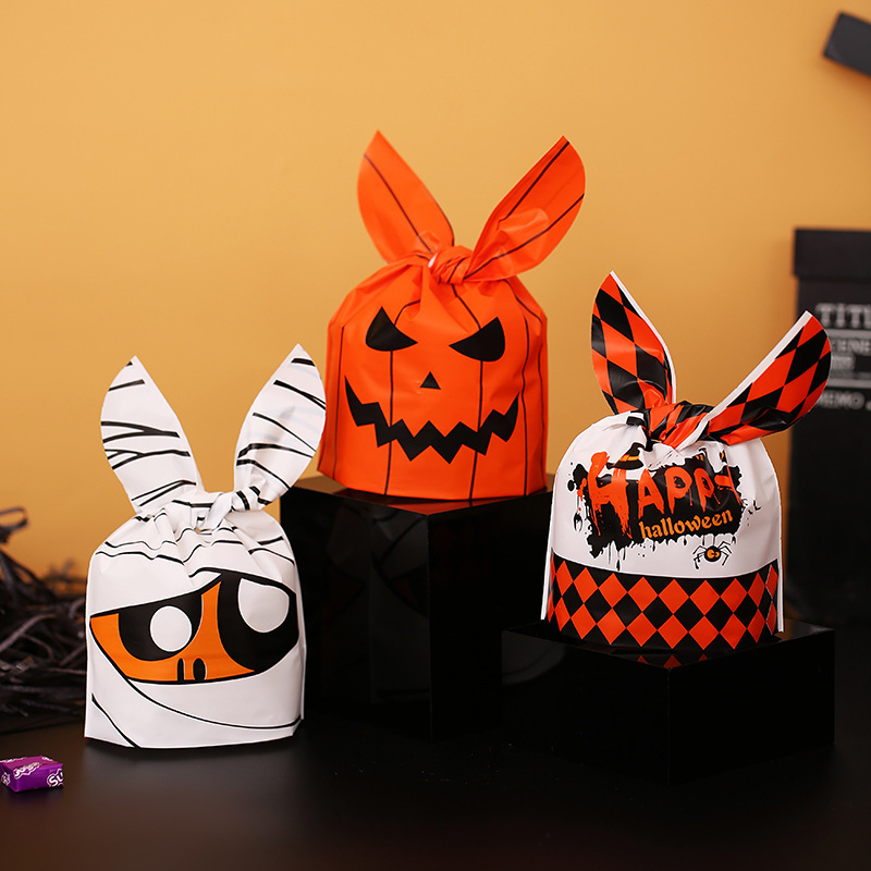 国境を越えたハロウィーン包装袋アマゾンウサギ耳スナック袋焼きクッキー袋ギフト袋カボチャキャンディー袋|undefined