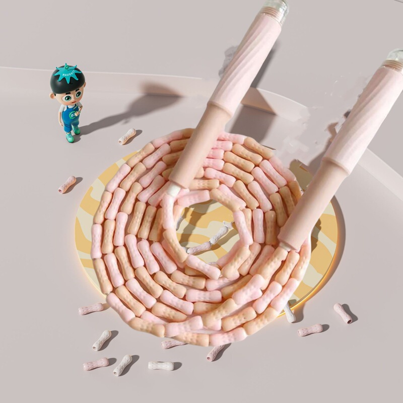 竹节跳绳儿童跳绳初学幼儿园小学生运动可调节软珠不打结防缠绕|undefined