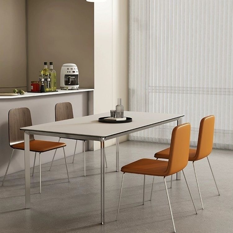 Italian Minimalist Slate Dining Table Rectangular Household Small Apartment Nordic Modern Dining Table Simple Stainless Steel Table