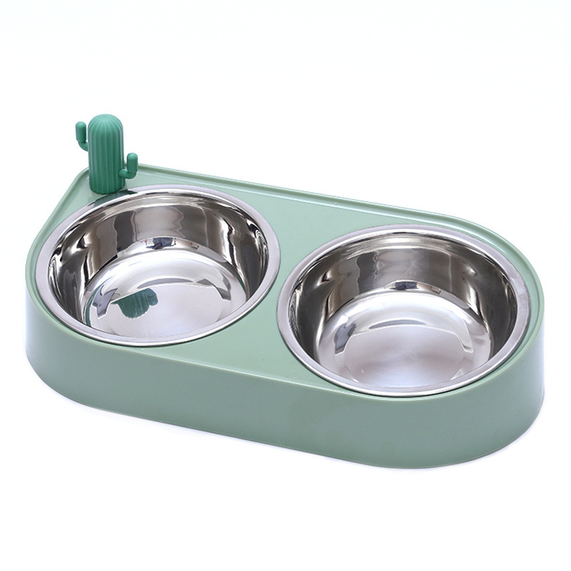 Cat Bowl Food Bowl gato mascota perro tazón de agua comida para gatos tazón de arroz especial tazón de arroz boca oblicua agua potable integrada doble Bowl
