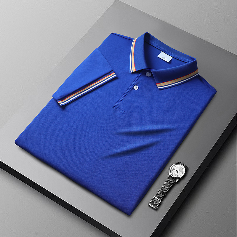 Wholesale New Style Business High-End Men's Clothing, Collared T-Shirts, Fine-Spun Pique Solid Color Woven Collared Polo Shirts for Men
