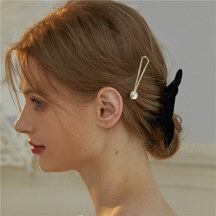 Grade 6A natural pearl hairpin with excellent luster feeling, edge clip, French retro style 8mm10mm