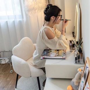 [Photo Handy Gadget] Makeup Chair for Girls’ Bedroom, Simple Backrest Chair, Modern Accessible Luxury Dressing Table Stool, Popular