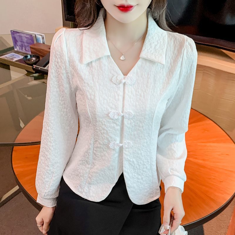 Elegant autumn fashionable retro design shiffon long-sleeve