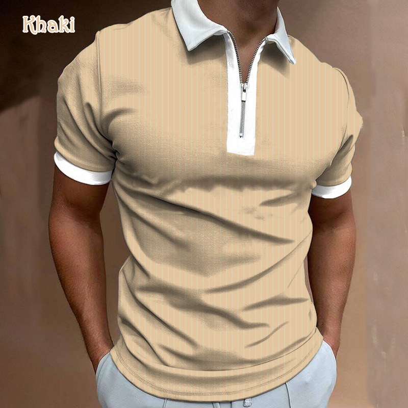 Comercio exterior europeo y americano primavera nueva moda casual popular impresión polo camiseta con cremallera hombres envío gratis