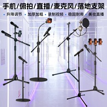麦克风支架话筒儿童录歌俯拍移动补光灯直播云台投影仪设备家庭式