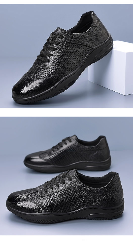 Giày da lỗ nam da bò lớp đầu, đế mềm chống trượt, thoáng khí, kiểu sneaker thể thao — Giày bệt GX màu trắng kem 88332, Giày bệt GX màu đen 88332 chi tiết 22