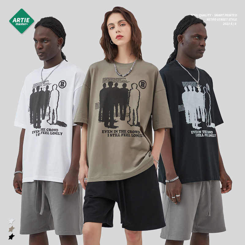 Artie Men's Clothing | Spring and Summer New Creative Portrait Print Short-Sleeve T-Shirt High Street Fashion Brand Pure Cotton Short-Sleeve Men's T-Shirt