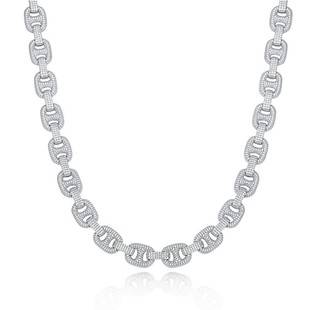 S925 Silver European and American Hip-Hop 12mm Pig Nose Cuban Chain Moissanite Necklace Cross-Border Jewelry Accessories Men's Necklace