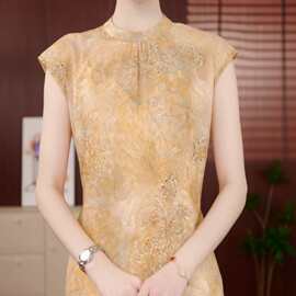 女士夏季新款气质显瘦连衣裙女装时尚花色新中式减龄宽松中长款裙
