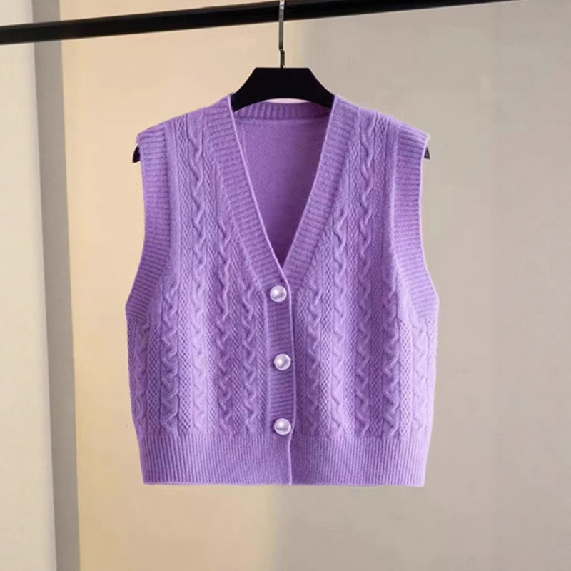 Spring New Style Knitted Solid Color Vest Cardigan for Women, V-Neck Sleeveless Loose Fit Plus Size Versatile Sweater