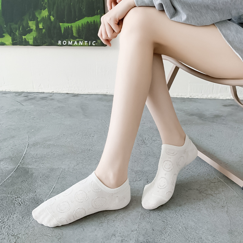 Medias de barco de patrón oscuro, medias invisibles de verano, delgadas y transpirables, medias de color sólido, medias de mujer multifacé, medias de mujer, medias al por mayor.