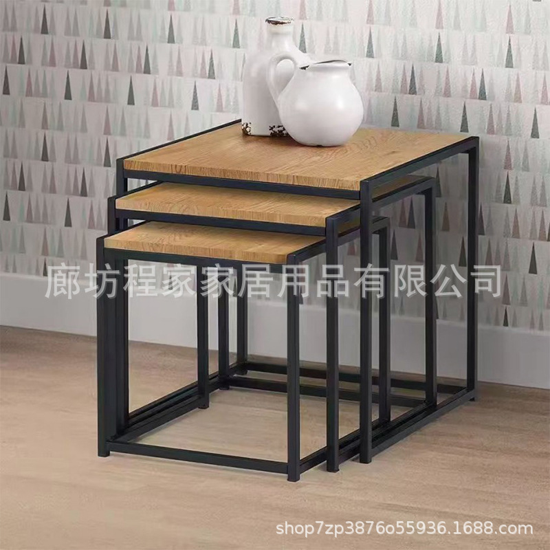 跨境外贸茶几桌面方形边桌边几茶几小咖啡桌沙发办公室阳台套三系