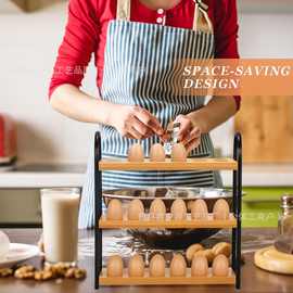 鸡蛋收纳架木质厨房多层鸭蛋存储架桌面带抽屉水果蔬菜杂物置物架