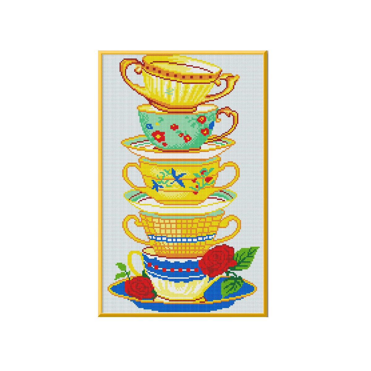Mona Lisa real taza de té de crocifises nuevos pequeños dibujos animados decoración abstracta pintura colgante bordada a mano sala de estar