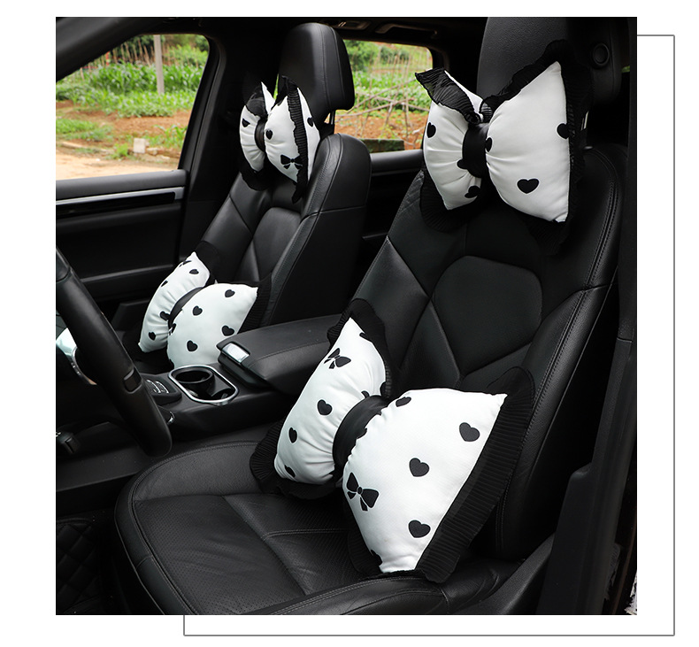 Love wave point car headrest cotton cloth printing car comfort pillow neck pillow goddess car interior products
