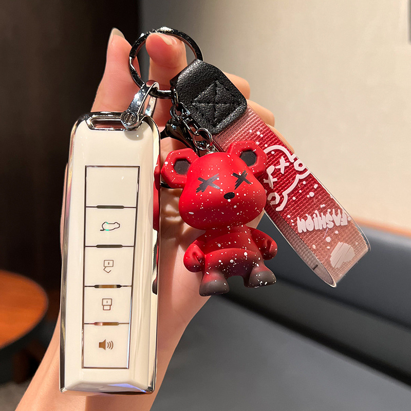 Wei Pai WEY-스마트 4 키 [싱글 쉘 화이트] + 레드 폭력 곰 펜던트