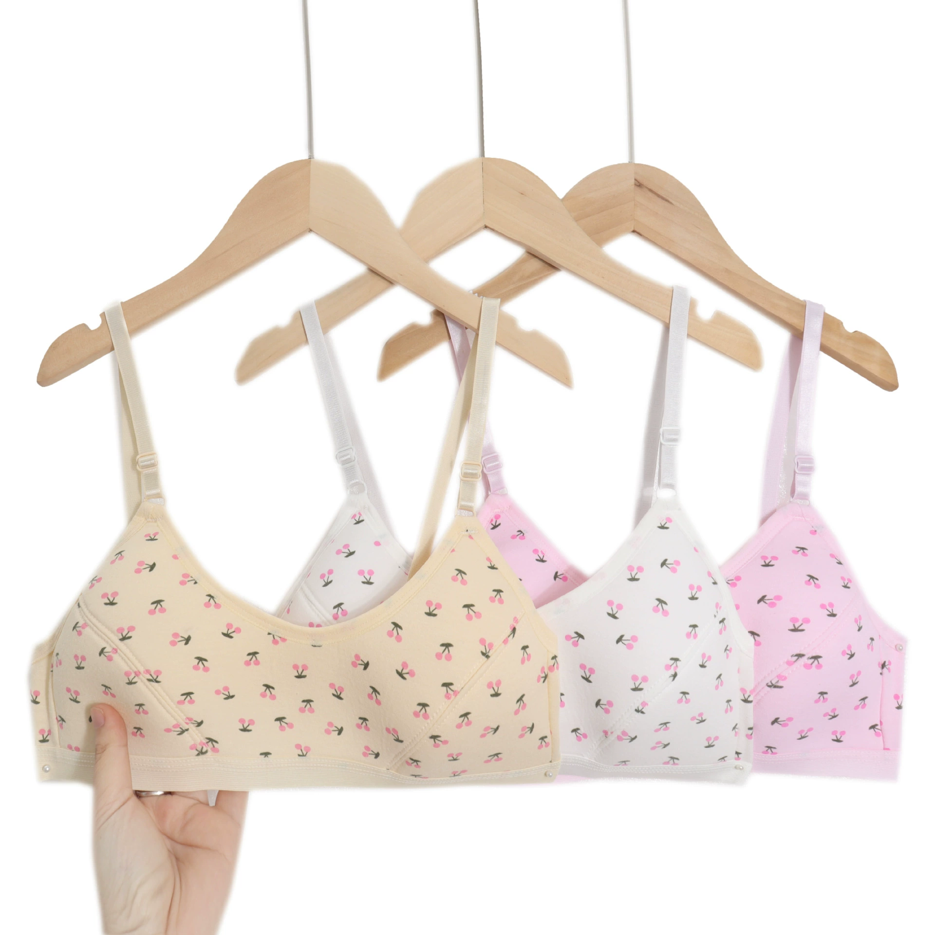 Регулируемый двубортный бюстгальтер для девочек в период полового созревания, хлопковый бюстгальтер с принтом для учащихся средних школ.