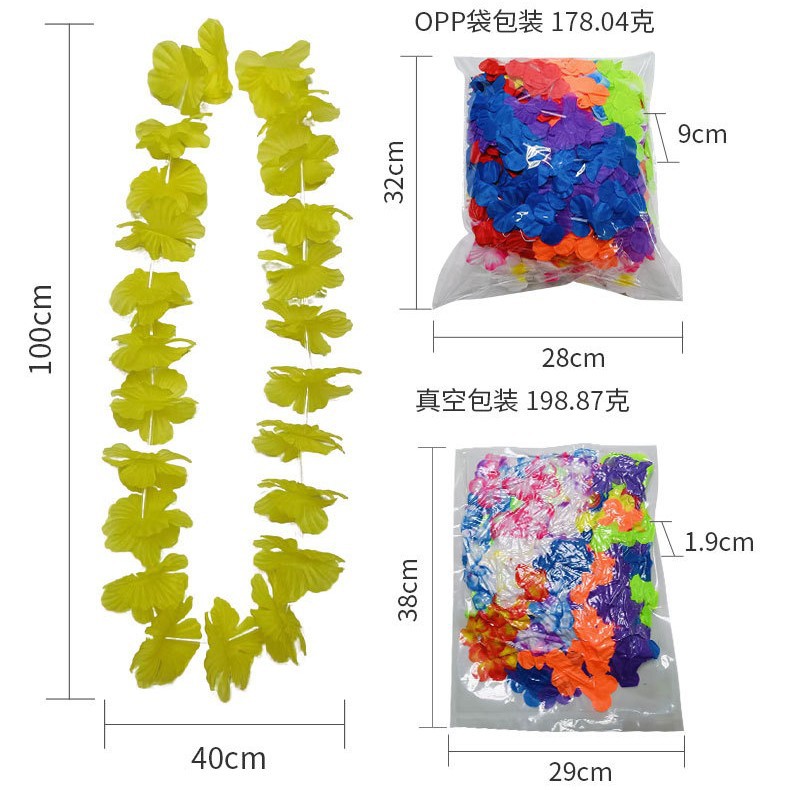 Hawai 24 coronas de flores colgantes de color colgantes de pétalos de flores de poliéster coronas de flores de cuello Fiesta de fiesta