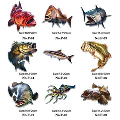 20 cm single laser fish fishing cartoon suitcase car notebook skateboard fishing box wall decoration sticker