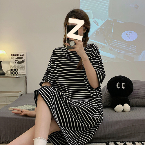 Sleepwear pajama set summer summer short sleeve plus size cartoon cute loose home clothes student new style