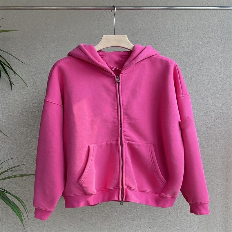 24SS invierno velvet brazalete chaqueta otoño invierno más vello nuevo chaqueta deportiva con cremallera encapuchada