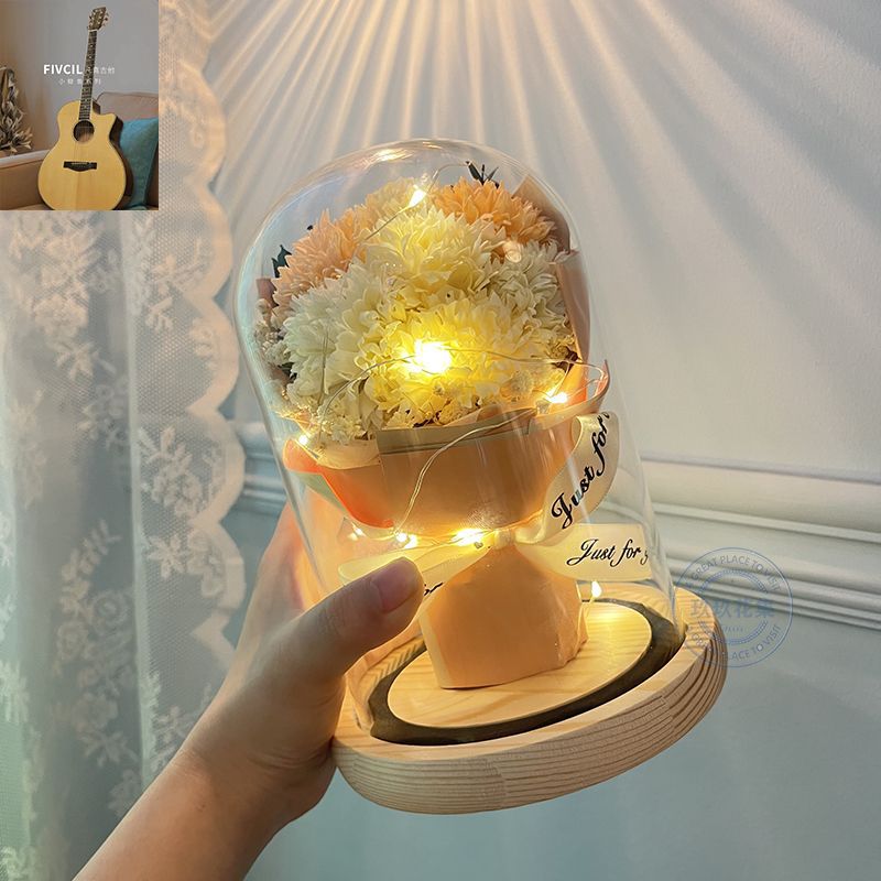 [특별 프로모션] 봄의 빛 - 샴페인 카네이션 7개 - 선물 가방 + 축하 카드 + 배터리 증정 [완제품 배송]