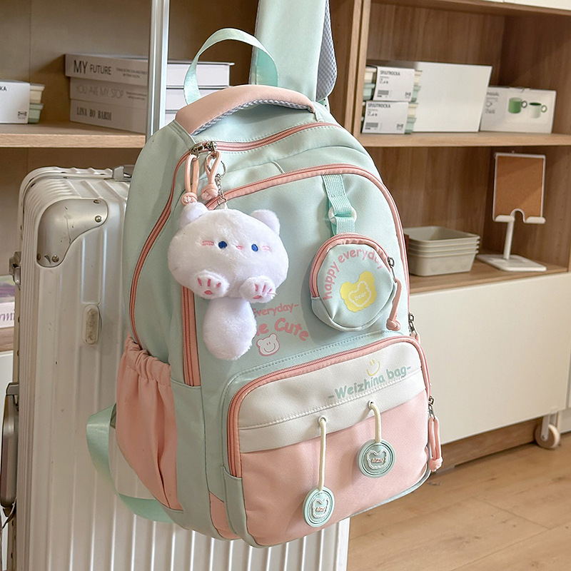 日系书包ins风简约撞色中小学生校园双肩包甜美高颜值出游小背包|undefined