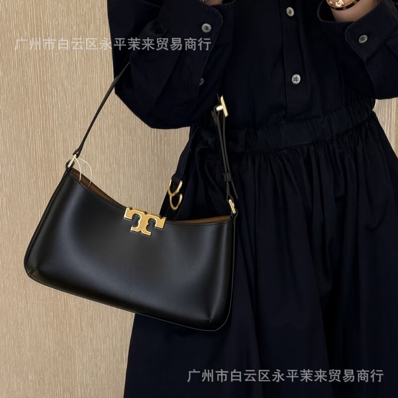 TB Eleanor Cool Photosensitive Face Cowhide Portable Small Square Bag Single Shoulder Underarm Magnetic Buckle Lady Underarm Bag
