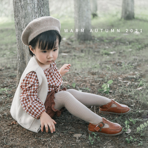  New Girls' Leggings Combed Cotton Baby Spring and Autumn Korean Version Princess Solid Color Double Needle Children's Panty Socks