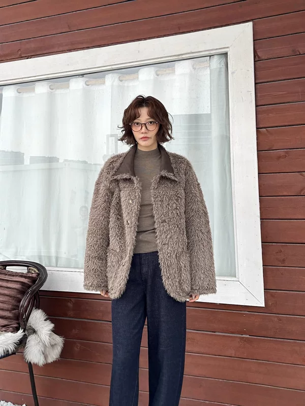 Double-sided retro winter fleece jacket, increased thickness