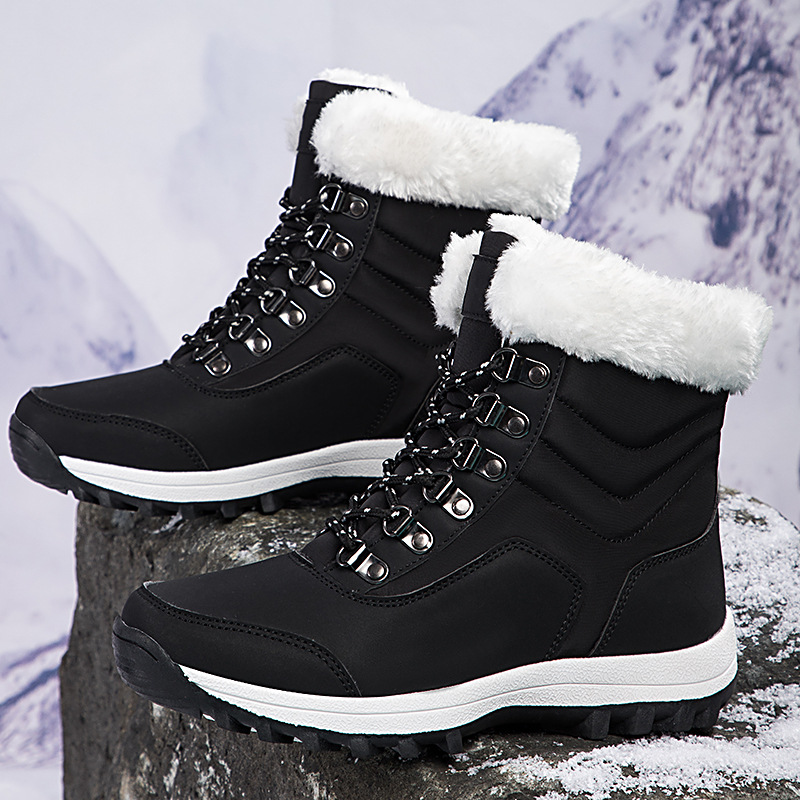 Botas de algodón de invierno para mujeres al aire libre más vello grueso calentamiento botas de nieve de comercio exterior zapatos de mujer de tamaño grande