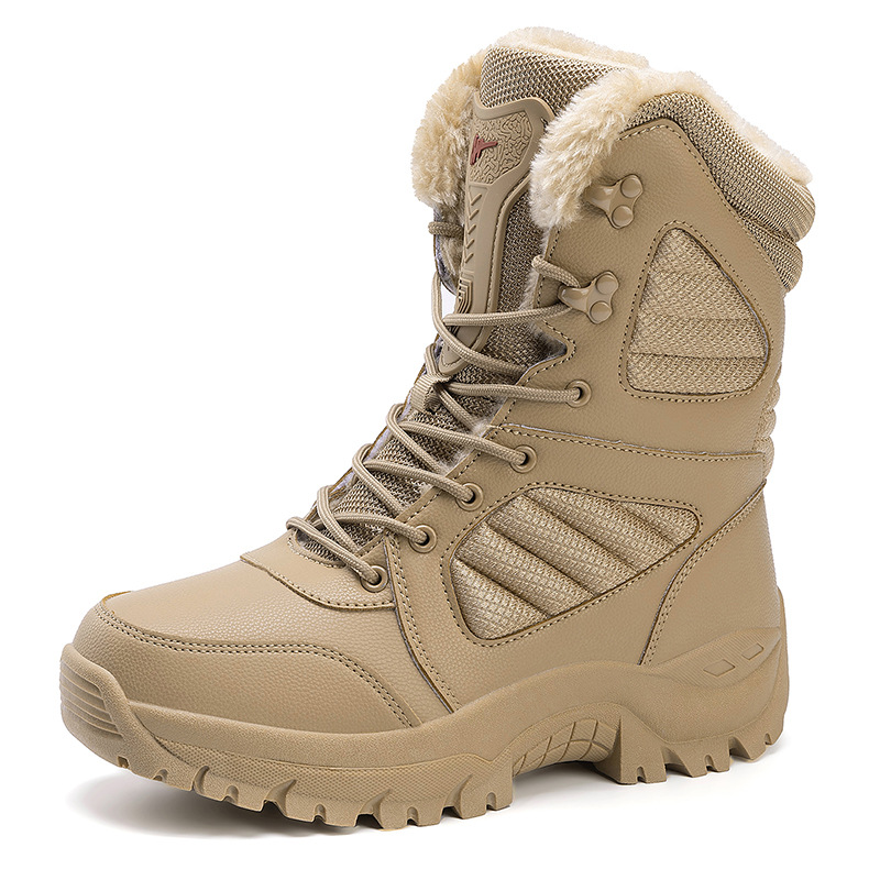 Botas de nieve transfronterizas para hombres y mujeres en invierno con terciopelo grueso calentamiento zapatos de algodón del noreste entrenamiento en el desierto botas de combate de alto nivel