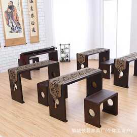 新中式老榆木古琴桌家用书房练琴桌凳组合书法桌实木批发练琴桌