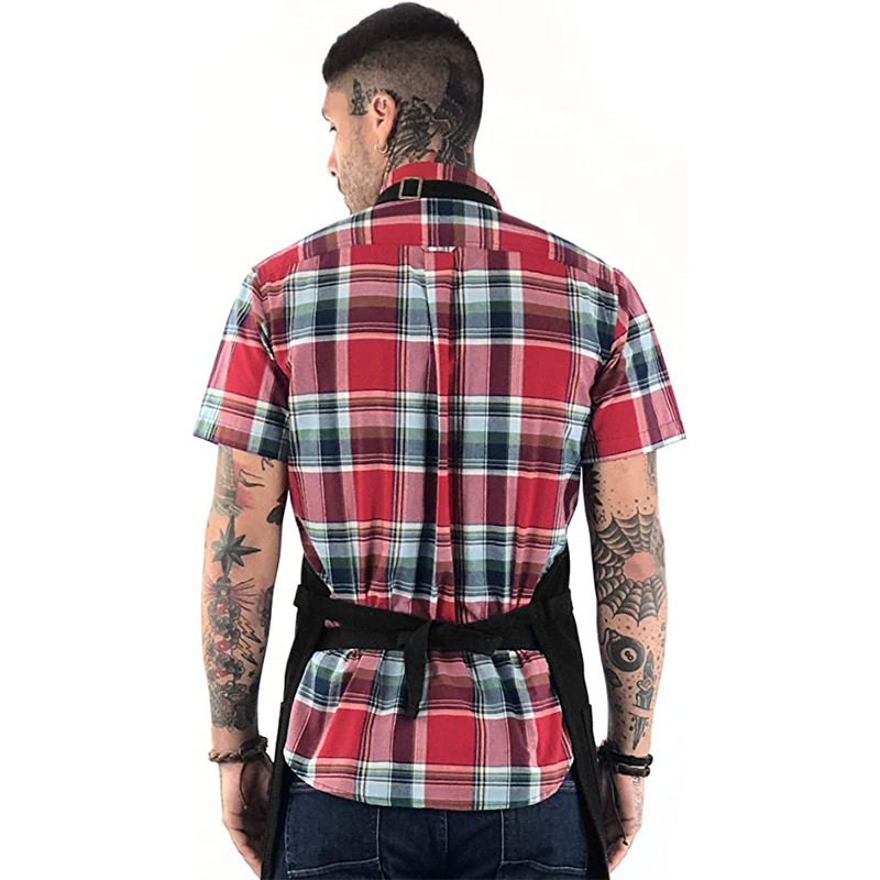 Delantal impermeable transfronterizo logotipo personalizado multi-Bolsillo barbacoa tienda estilista ropa de trabajo lienzo delantal fábrica al por mayor