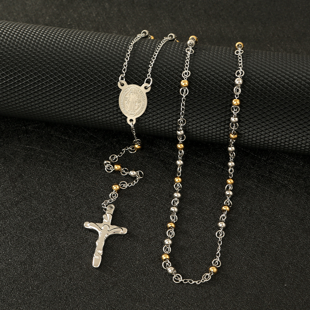 Titanium Steel Chain Material 1 Piece Quantity Wholesale Jewelry Ethnic Style Cross Virgin Mary Titanium Steel Plating Necklace