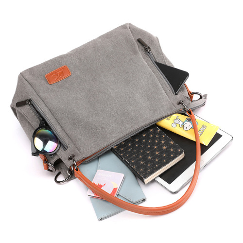 Canvas women's bag large capacity women's shoulder bag European and American simple versatile handbag crossbody casual bag