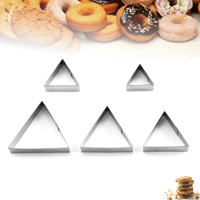 Производители оптом продают 5 комплектов треугольных форм для резки печенья из нержавеющей стали, посуда для выпечки мусса для печенья