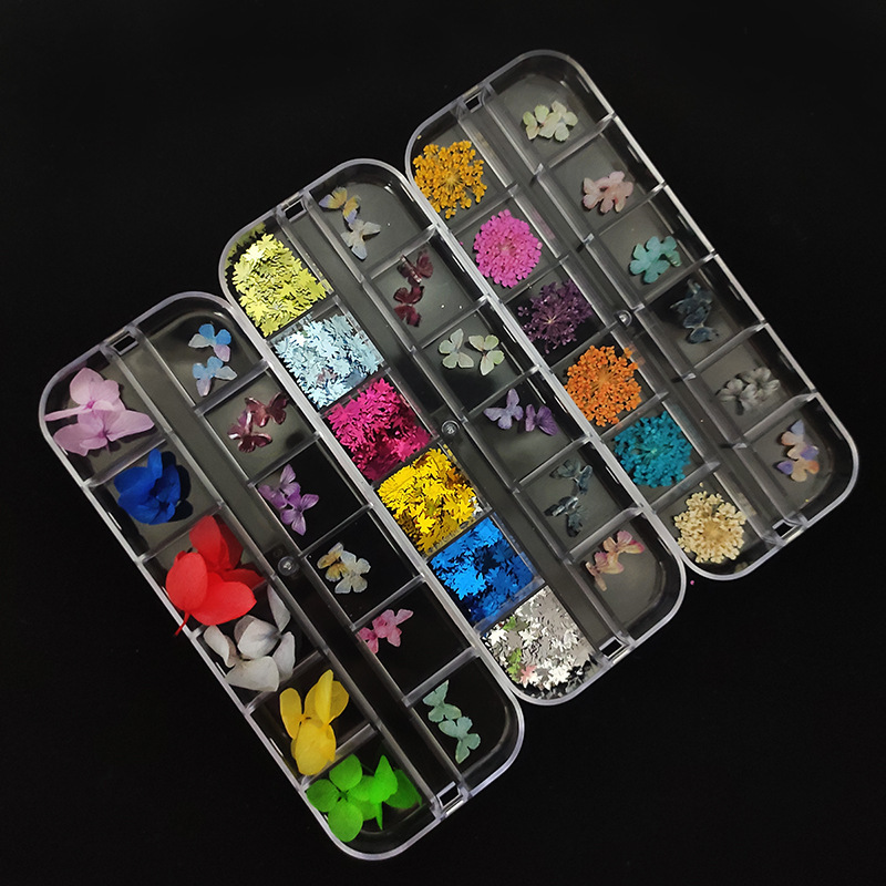 Nail art multi-color dried flower stickers mini real natural flower manicure supplies 3D fashion decoration decals
