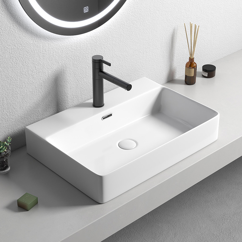 Mesa nórdica lavabo hogar lavabo cuadrado de cerámica de gran tamaño lavabo único lavabo del hotel Baño