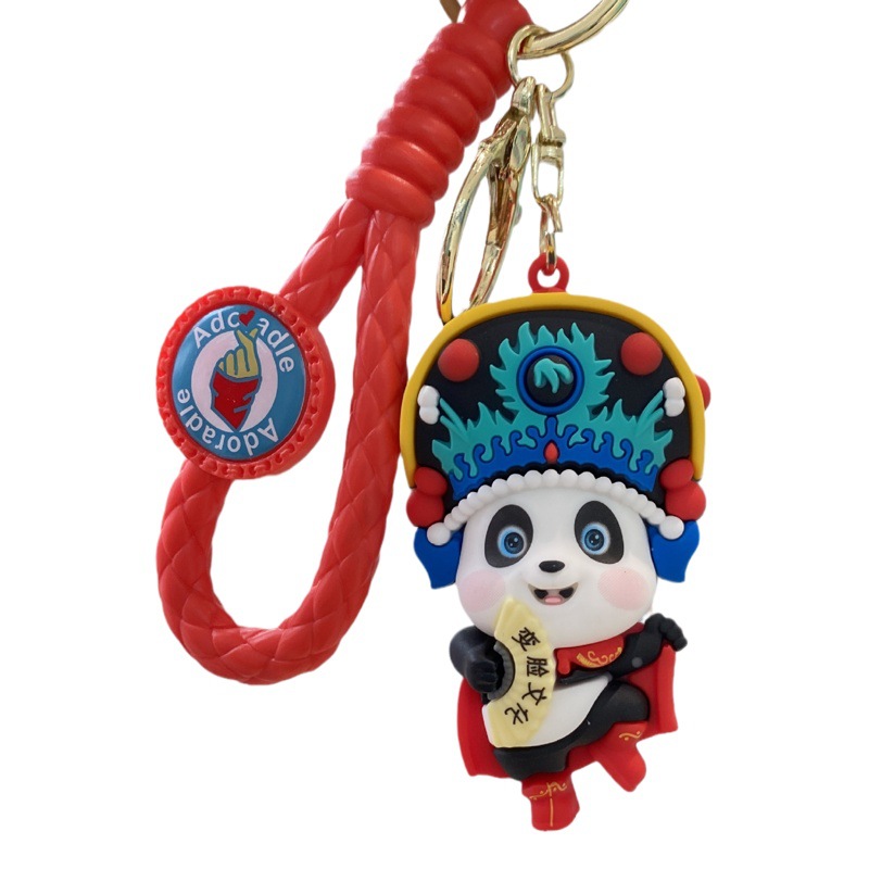 Moda nacional cara-cambio Panda llavero estilo chino ópera muñeca coche clave colgante mochila adornos exquisito regalo